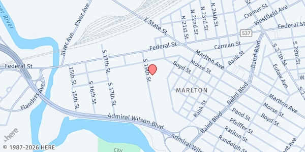 Map showing Hope Mobile - Camden at 1900 Carman Street, Marlton, NJ