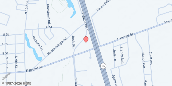 Map showing Angel's Closet - Millville at 1800 East Broad Street, Millville, NJ