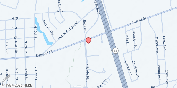 Map showing Community Assisting Pantry - Millville at 1701 East Broad Street, Millville, NJ