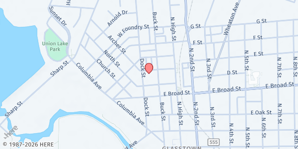 Map showing St. Mary Magdalen Church at 621 DOCK STREET, MILLVILLE, NJ