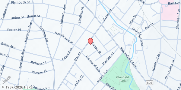 Map showing St. Mark Methodist Church at 51 Elm Street, Montclair, NJ