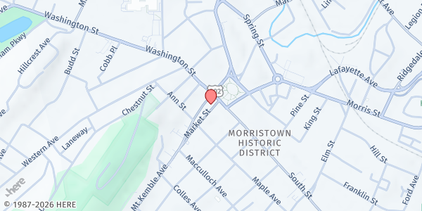 Map showing Market Street Mission at 9 Market Street, Morristown, NJ