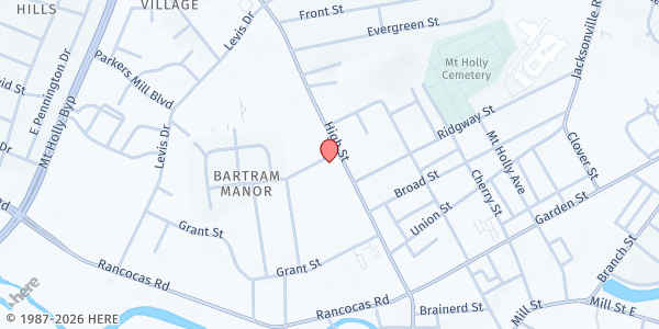 Map showing St. Vincent de Paul Society – Sacred Heart Conference at 260 High Street, Mount Holly, NJ