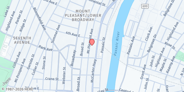 Map showing Fundacion Manos Que Bendicen - Mount Pleasant at 176 Mount Pleasant Avenue, Mount Pleasant/Lower Broadway, NJ