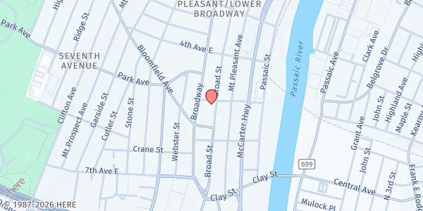 Map showing La Casa de Don Pedro - Mount Pleasant/Lower Broadway at 221 Broad Street, Mount Pleasant/Lower Broadway, NJ