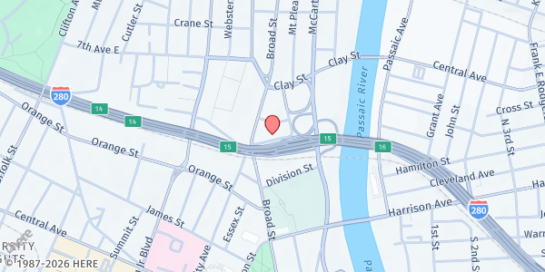 Map showing The Apostles House at 18-24 Grant Street, Mount Pleasant/Lower Broadway, NJ
