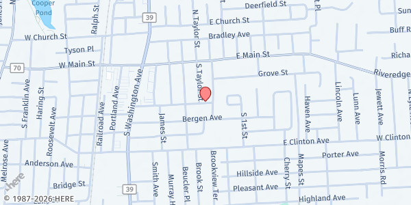 Map showing Woodcliff Christian Harvest at 7605 Palisade Avenue, N. Bergen, NJ