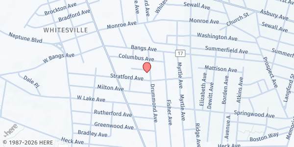 Map showing Greater Emanuel Food Pantry at 423 Drummond Avenue, Neptune City, NJ