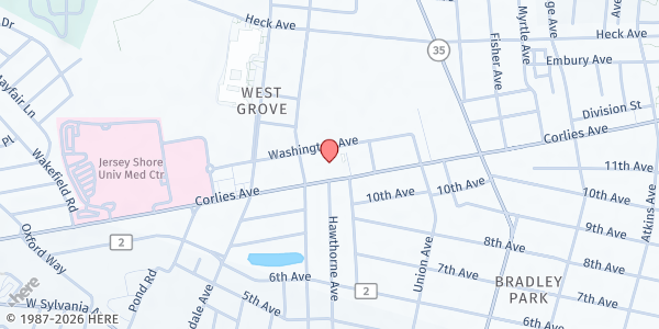 Map showing Neptune Township Department of Senior Services & Senior Center at 1607 NJ-33, Neptune City, NJ