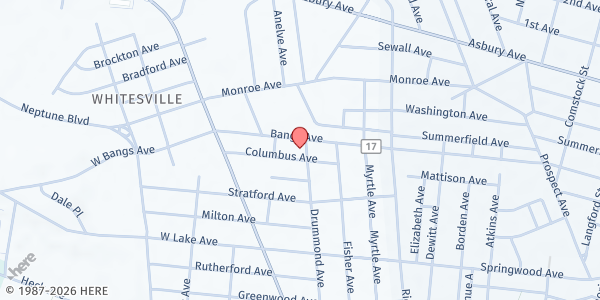 Map showing St Peter's Primitive Baptist Church at 457 Drummond Avenue, Neptune City, NJ