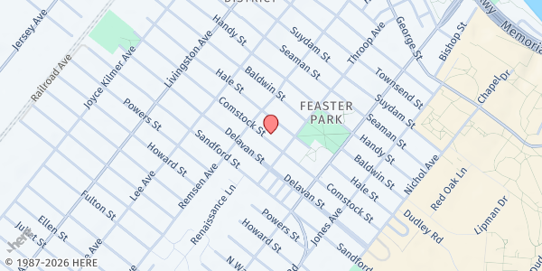 Map showing BETHEL CHURCH OF GOD IN CHRIST at 141 Comstock Street, New Brunswick, NJ