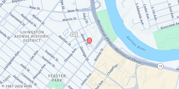 Map showing Elijah's Promise Soup Kitchen at 18 Neilson Street, New Brunswick, NJ