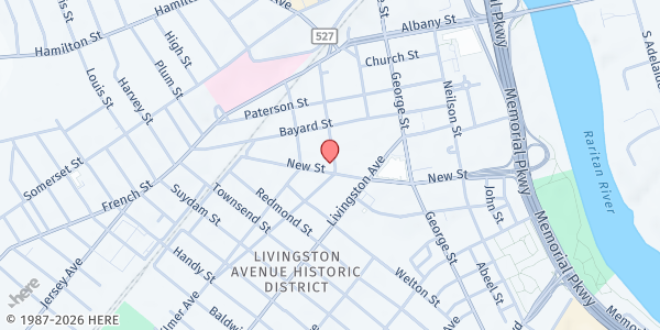 Map showing Emanuel Lutheran Church at 2 Kirkpatrick Street, New Brunswick, NJ