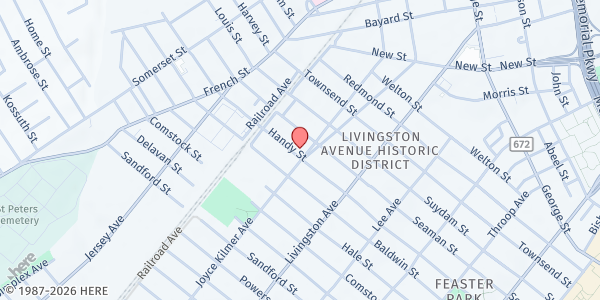 Map showing Salvation Army - New Brunswick at 287 Handy St., New Brunswick, NJ