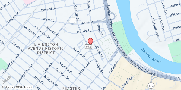 Map showing TABERNACLE BAPTIST CHURCH at 239 George Street, New Brunswick, NJ