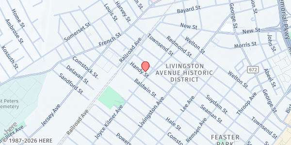 Map showing The Salvation Army - New Brunswick at 287 Handy St., New Brunswick, NJ