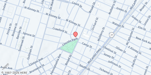 Map showing Beginning World Changers - South Broad Street at 9 Lincoln Park, Newark, NJ