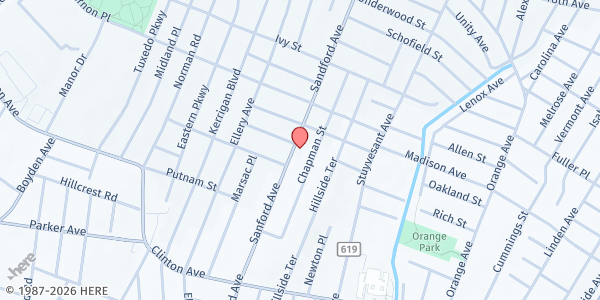 Map showing Berean Seventh-Day Adventist Church at 828 Sanford Avenue, Newark, NJ