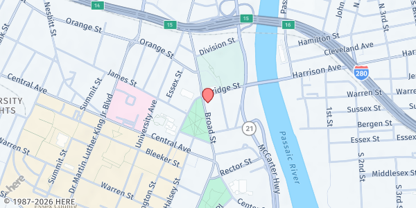 Map showing Bessie Green Community at 510 Broad Street, Newark, NJ