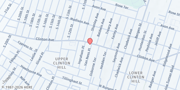 Map showing Blessed Sacrament Church Pantry at 19 Van Ness Pl., Newark, NJ