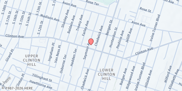 Map showing Blessed Sacrament Food Pantry at 610 Clinton Ave, Newark, NJ