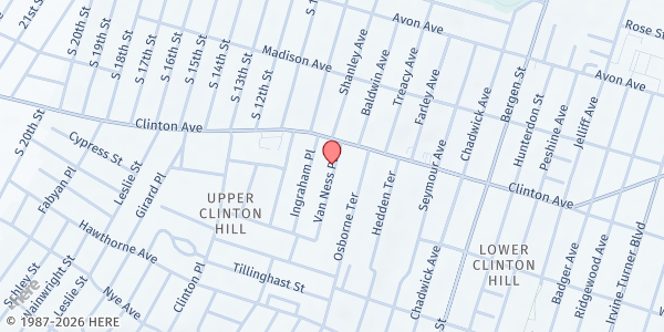 Map showing Blessed Sacrament Pantry at 19 Van Ness Pl., Newark, NJ