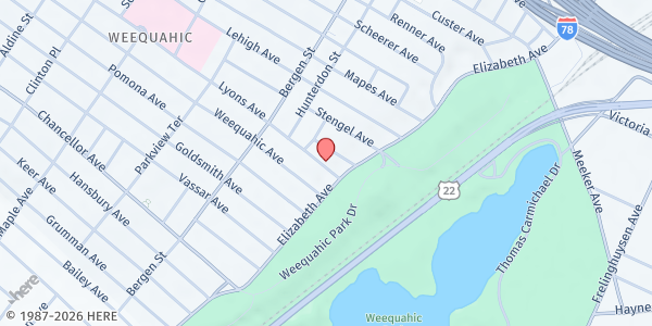 Map showing Calvary Gospel Church at 17 Lyons Avenue, Newark, NJ
