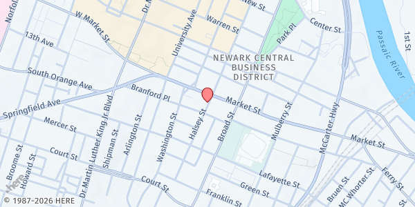 Map showing Chances @ MCC Emergency Food Pantry at 242 Jefferson Street, Newark, NJ