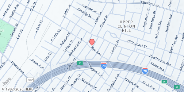 Map showing Clearview Baptist Church at 314-320 Hobson St, Newark, NJ