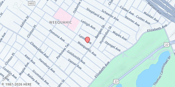 Map showing Greater Abyssinian Baptist Church at 88 Lyons Ave, Newark, NJ