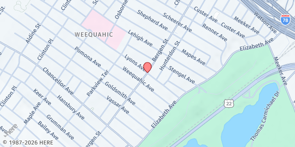 Map showing Lead Charter School at Bergen Street, Newark, NJ