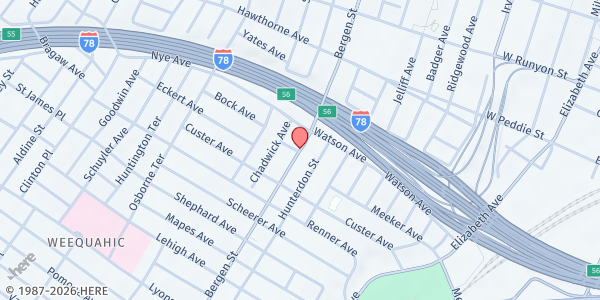 Map showing Love of Jesus Family Church Of Belleville at 4 North Hawthorne Lane, Newark, NJ