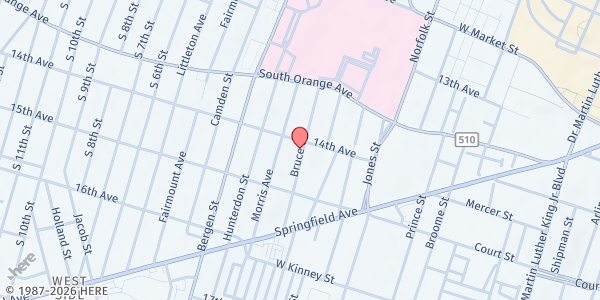 Map showing New Communities Corp. - Senior at 220 Bruce St, Newark, NJ