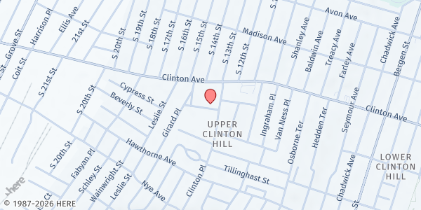 Map showing Newark Bible Fellowship at 30 Randolph Place, Newark, NJ