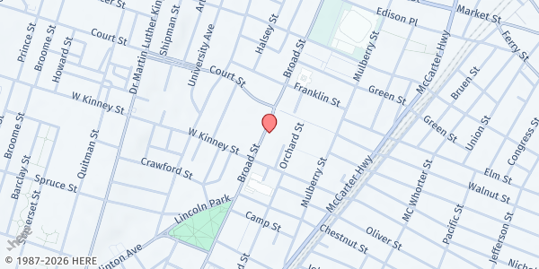 Map showing Newark Emergency Services at 982 Broad St, Newark, NJ