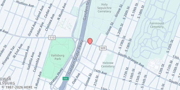 Map showing Newark Legends - 614 South Orange Avenue at 614 South Orange Avenue, Newark, NJ