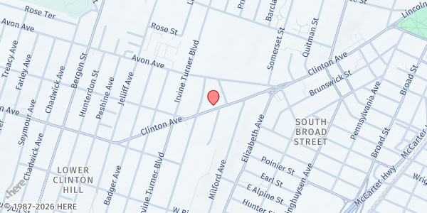 Map showing Newark Water Coalition - Clinton Avenue at 311 Clinton Avenue, Newark, NJ