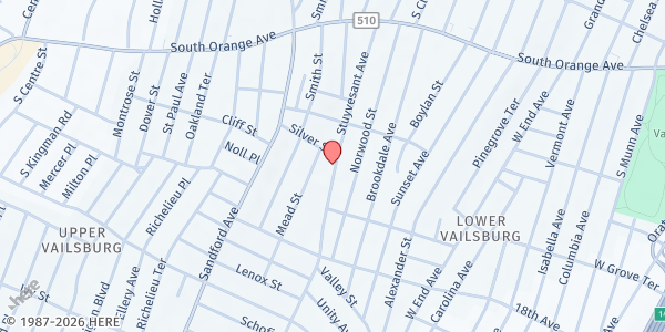 Map showing Redeemed Christians Church of God at 119 Stuyvesant Ave., Newark, NJ