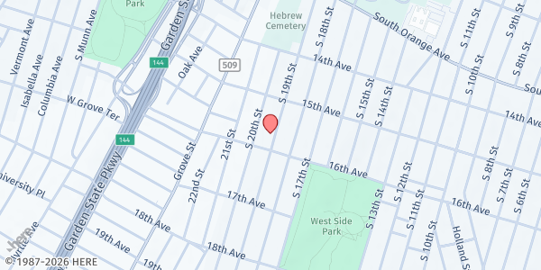 Map showing Shiloh Temple Church of God in Christ Jesus at 547 South 19th Street, Newark, NJ