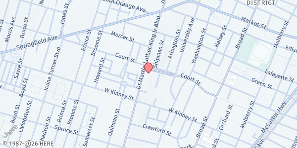 Map showing St. James Social Service Corp. - Newark at 604 Martin Luther King Blvd, Newark, NJ