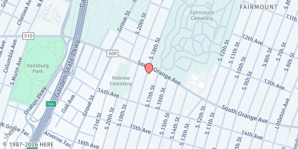 Map showing United Community Corporation at 409 South 18th Street, Newark, NJ
