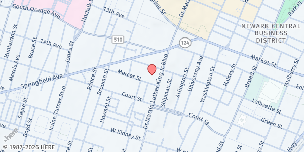 Map showing Willing Heart Ctr-Metropolitan at 555 Dr. Martin Luther King Boulevard, Newark, NJ