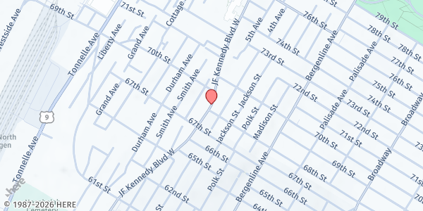 Map showing Gospel Tabernacle at 5029 Kennedy Blvd., North Bergen, NJ