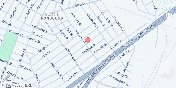 Map showing Ann Street School at 55 Komorn Street, North Ironbound, NJ