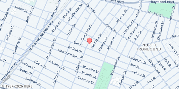 Map showing St. James R.C. Church Food Pantry at 142 Jefferson Street, North Ironbound, NJ