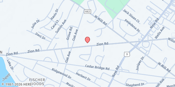 Map showing Grace Beyond Our Doors at 2151 Zion Road, Northfield, NJ