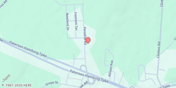 Map showing Crossroads Community Food Pantry at 104 Paradise Road, Oak Ridge, NJ