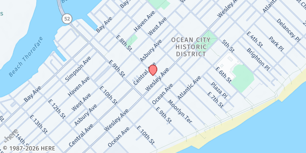 Map showing God's Kitchen Cafe at 501 8th Street, OCEAN CITY, NJ