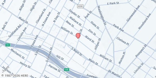 Map showing Ebenezer Baptist Church at 153 William St, Orange, NJ