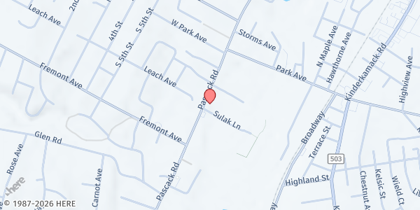 Map showing Tri Boro Food Pantry at 65 Pascack Road, Park Ridge, NJ